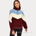 2021 Wholesale Ladies Zipper Collision Color Sherpa Jacket